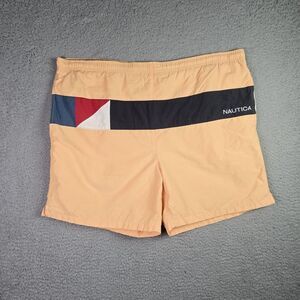 Nautica Swim Trunks Yellow Navy Colorblock L Retro 90s Summer Shorts